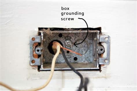 grounding to a metal outlet box|grounding screw for metal box.